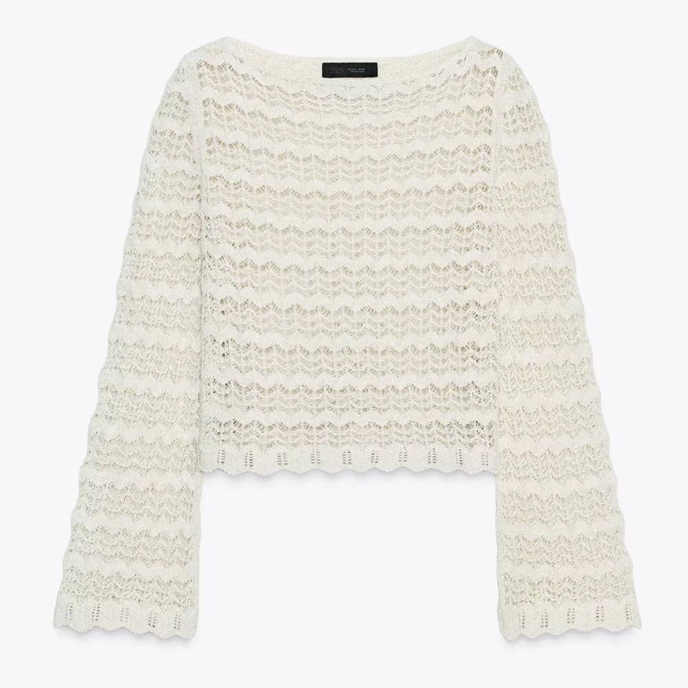 Zara Ivory Crochet Knit Top
POINTELLE KNIT SWEATER - Picture 6 of 8